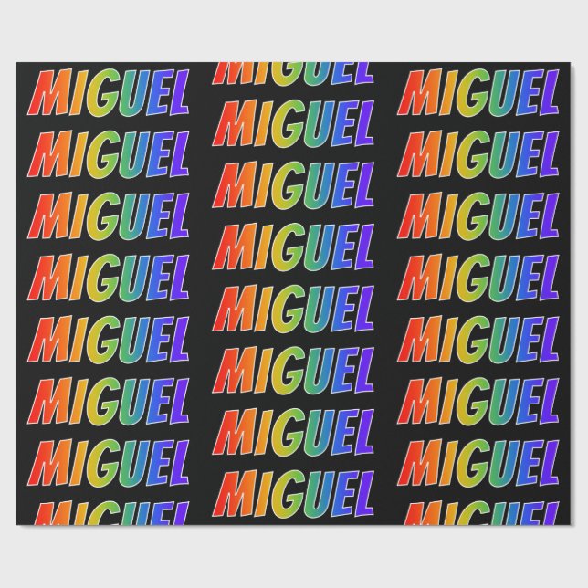 Regenbogen- Vorname "MIGUEL"; Spaß u. buntes Geschenkpapier (Flach)
