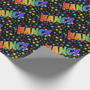 Regenbogen- Vorname "NANCY" + Sterne Geschenkpapier