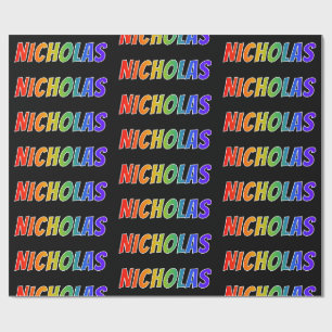 Regenbogen Vorname "NICHOLAS"; Spaß & Bunt Geschenkpapier