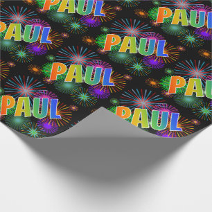 Regenbogen Vorname "PAUL" + Feuerwerk Geschenkpapier