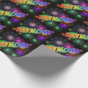 Regenbogen Vorname "RAYMOND" + Feuerwerk Geschenkpapier
