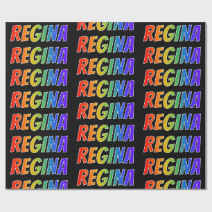 Regenbogen- Vorname "REGINA"; Spaß u. buntes Geschenkpapier