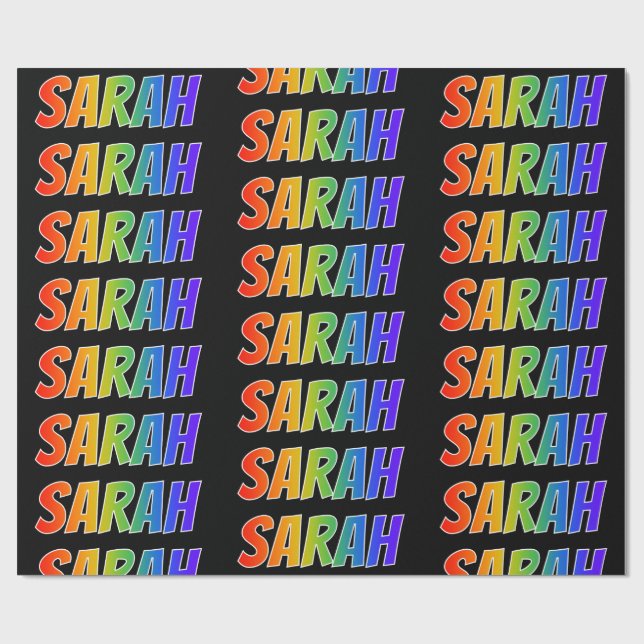 Regenbogen- Vorname "SARAH"; Spaß u. buntes Geschenkpapier (Flach)
