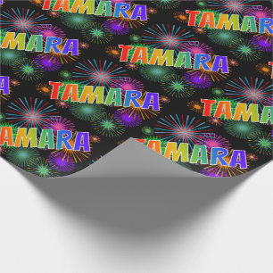 Regenbogen Vorname "TAMARA" + Feuerwerk Geschenkpapier