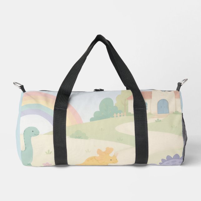 Regenbogen-Vorschulabenteuer mit Dinosaurier-Freun Duffle Bag (Vorderseite)