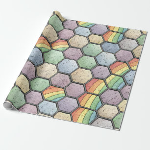 Regenbogen-Waben-Mosaik – Sechseckige Kachel Geschenkpapier