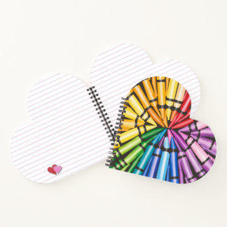 Regenbogen-Wachsstifte Herzförmiges Spiralnotizbuc Notizbuch