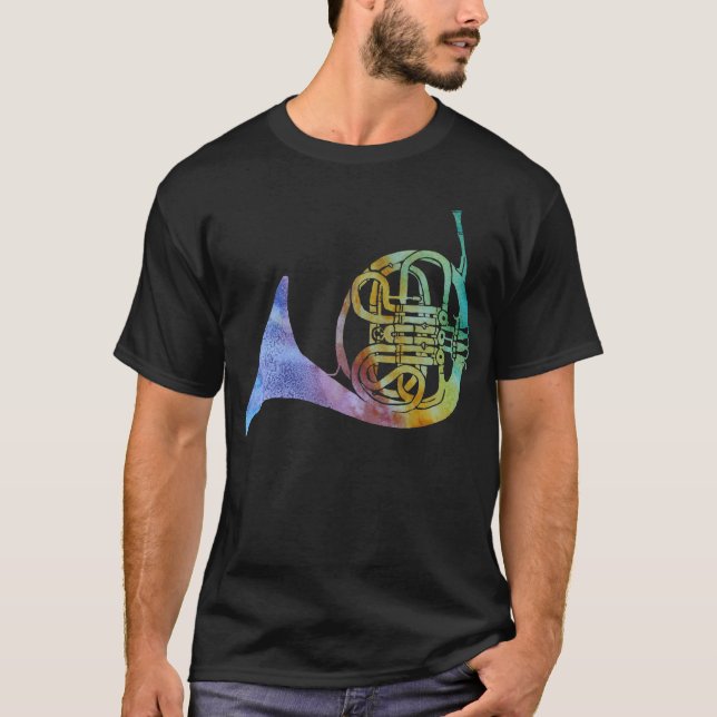 Regenbogen-Wäsche-französisches Horn T-Shirt (Vorderseite)