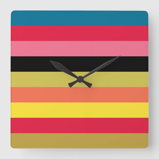 Regenbogen Wasserfall Streifen Quadratische Wanduhr (Vorderseite)