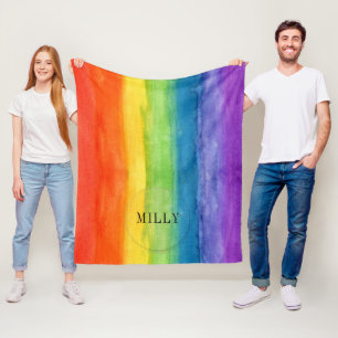 Regenbogen Wasserfarbe Moderne Personalisierte Nam Fleecedecke