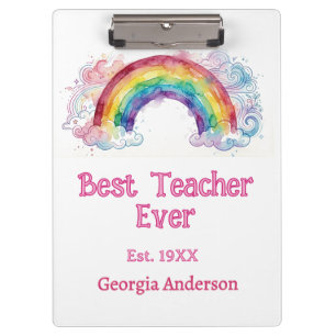 Regenbogen Wasserfarbe Pastell bester Lehrer ever Klemmbrett