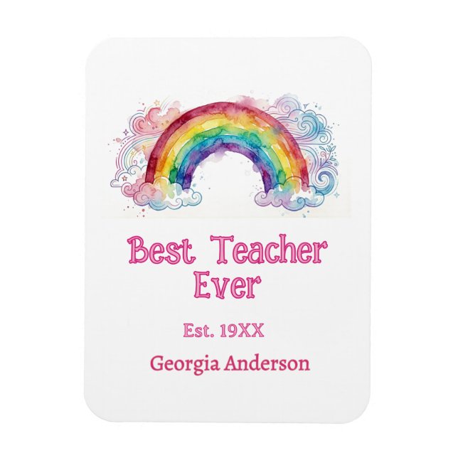 Regenbogen Wasserfarbe Pastell bester Lehrer ever  Magnet (Vertikal)