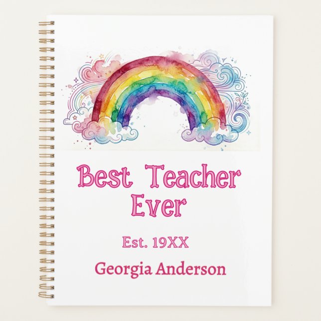 Regenbogen Wasserfarbe Pastell bester Lehrer ever  Planer (Vorderseite)