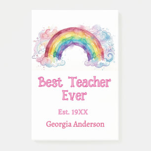 Regenbogen Wasserfarbe Pastell bester Lehrer ever  Post-it Klebezettel