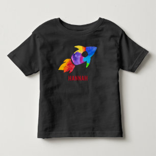 Regenbogen-Wasserfarbe-Rakete-Außenraum-Kinder Kleinkind T-shirt