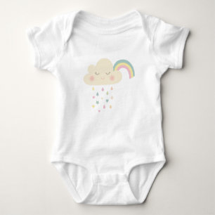 Regenbogen Wasserfarbe Rosa WolkenPastelle Baby Strampler