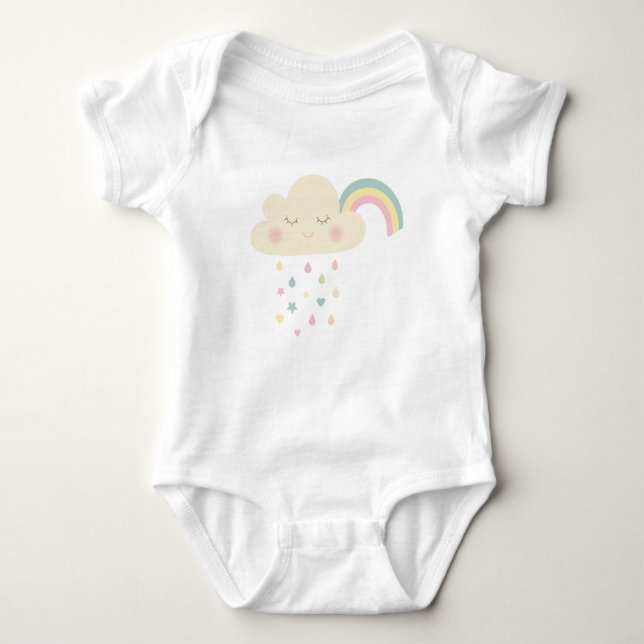 Regenbogen Wasserfarbe Rosa WolkenPastelle Baby Strampler (Vorderseite)