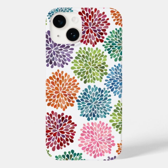 Regenbogen-Wasserfarben-Dahlie-Blumen-Fine-Art Case-Mate iPhone Hülle (Rückseite)