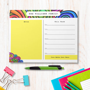 Regenbogen-Wasserfarben-Doodle-Kalender-Notizblock Notizblock