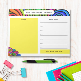 Regenbogen-Wasserfarben-Doodle-Kalender-Notizblock Notizblock
