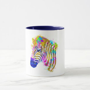 Regenbogen-Wasserfarben-Farbspritzer-Zebra-Grafik Tasse