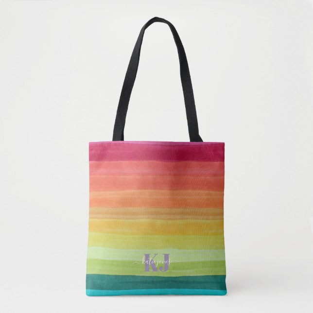 Regenbogen-Wasserfarben-Gradient | Monogramm (Vorderseite)