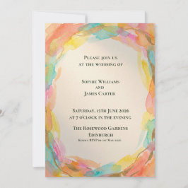 Regenbogen-Wasserfarben-Kranz-Hochzeitseinladung Einladung