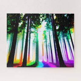 Regenbogen Wasserfarben mit Schwarzwald mit Silhou Puzzle