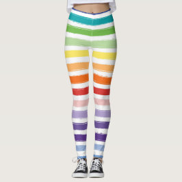 Regenbogen-Wasserfarben-Pinsel-Streifenmuster Leggings
