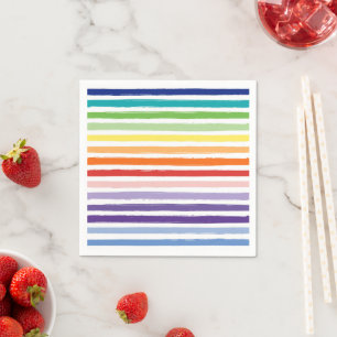 Regenbogen-Wasserfarben-Pinsel-Streifenmuster Serviette