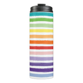 Regenbogen-Wasserfarben-Pinsel-Streifenmuster Thermosbecher