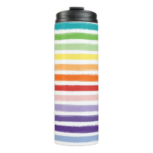 Regenbogen-Wasserfarben-Pinsel-Streifenmuster Thermosbecher