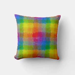 Regenbogen-Wasserfarben-Quadrate Kissen