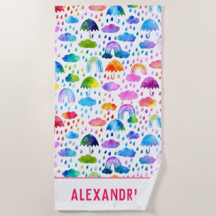 Regenbogen Wasserfarben Regenbogen Regenschirme Strandtuch