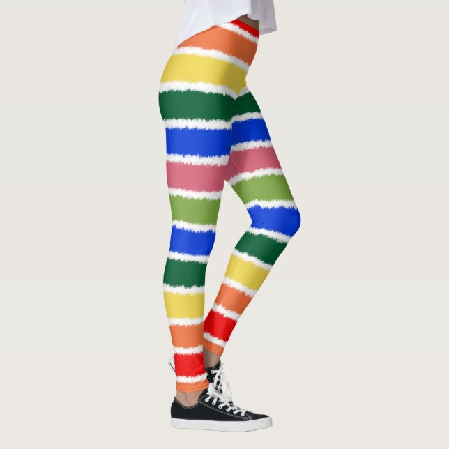 Regenbogen Wasserfarben Streifen farbig Leggings (Rechts)
