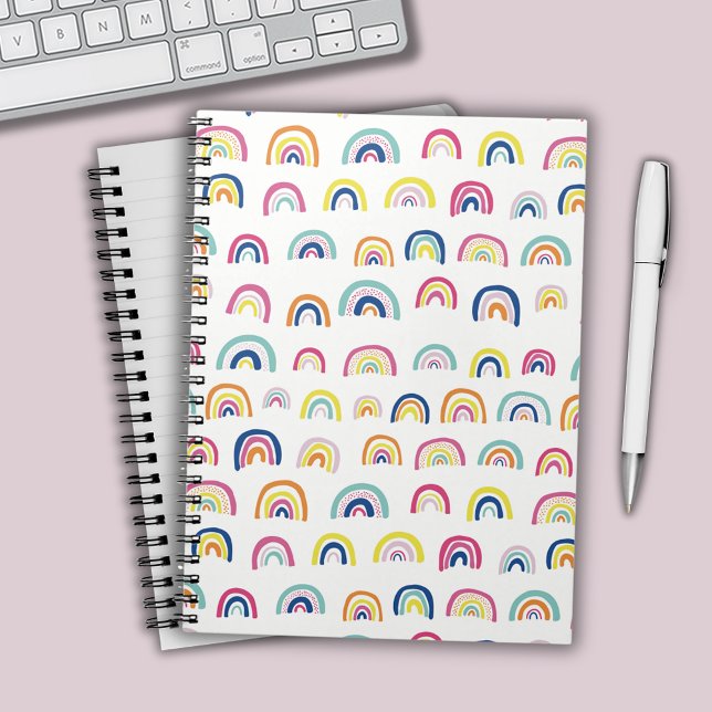 Regenbogen-Wasserfarbmuster Notizblock (Rainbow patterned notebook.)