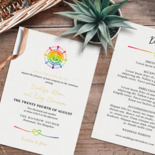 Regenbogen-Watercolor-Nautische-LGBT-Hochzeit 2 in Folieneinladung