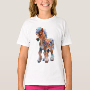 Regenbogen-Watte-Fantasie-Pony-Kinder T-Shirt