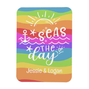Regenbogen Waves Personalisiert Seas the Day Cruis Magnet