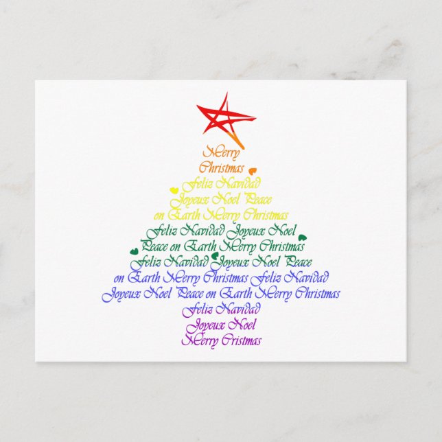 Regenbogen-Weihnachtsbaum Feiertagspostkarte (Vorderseite)