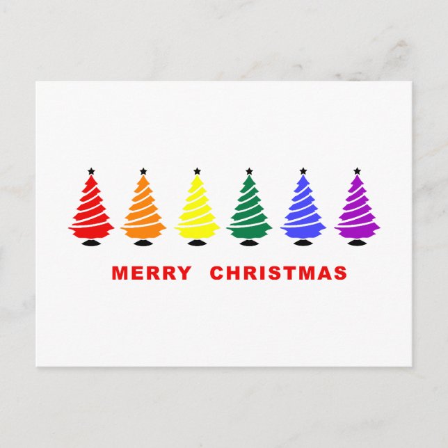 Regenbogen-Weihnachtsbaum Feiertagspostkarte (Vorderseite)