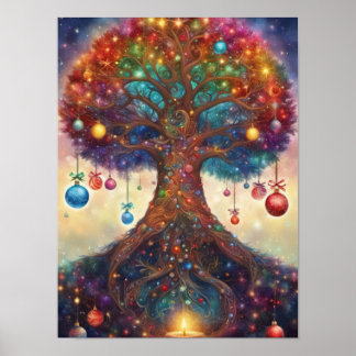 Regenbogen-Weihnachtsbaum-Illustration Poster