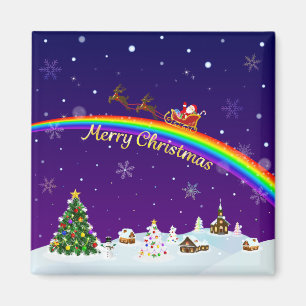 Regenbogen Weihnachtsmann Magnet