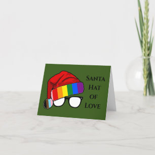 Regenbogen-Weihnachtsmannmütze des Liebesfotos Feiertagskarte