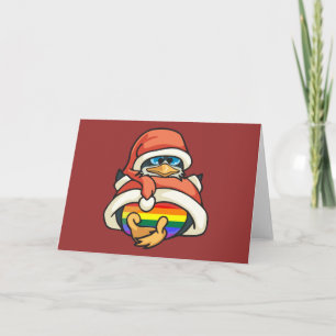 Regenbogen-WeihnachtsPinguin Feiertagskarte