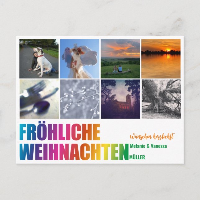 Regenbogen Weihnachtspostkarte  Postkarte (Vorderseite)