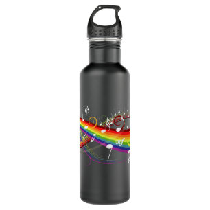 Regenbogen-weißer Musiknoten auf Schwarzem Trinkflasche