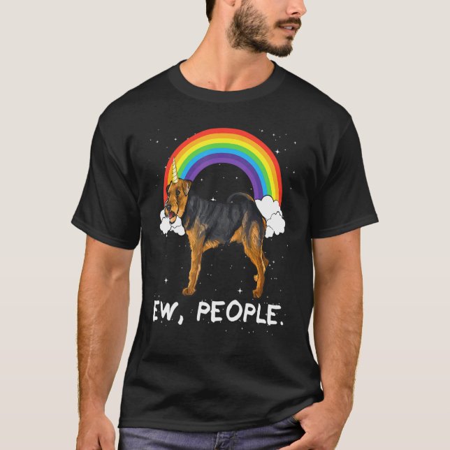Regenbogen-Welsh-Terrier-Ew-Menschen-Einhorn-Hund T-Shirt (Vorderseite)