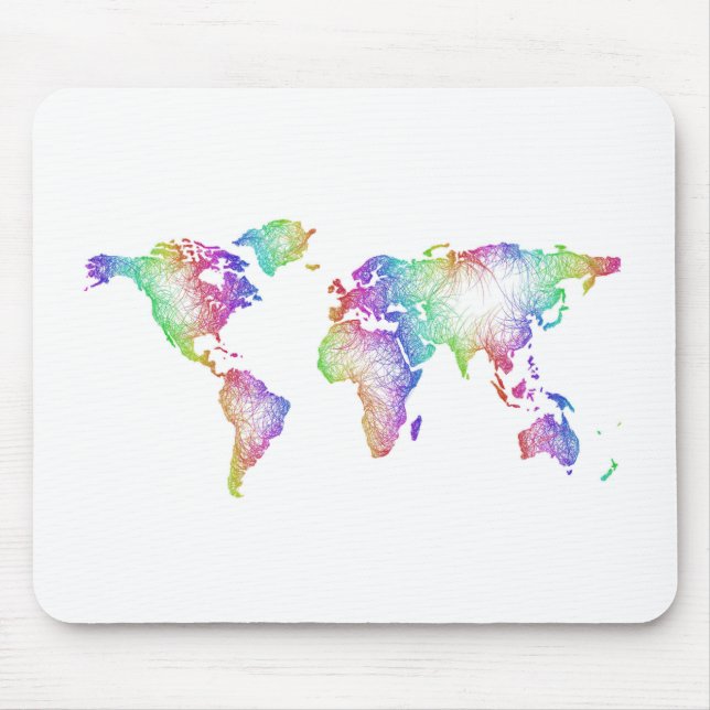 Regenbogen-Weltkarte Mousepad (Vorne)