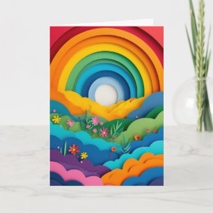 Regenbogen-Wiesen-Papiercollage Karte